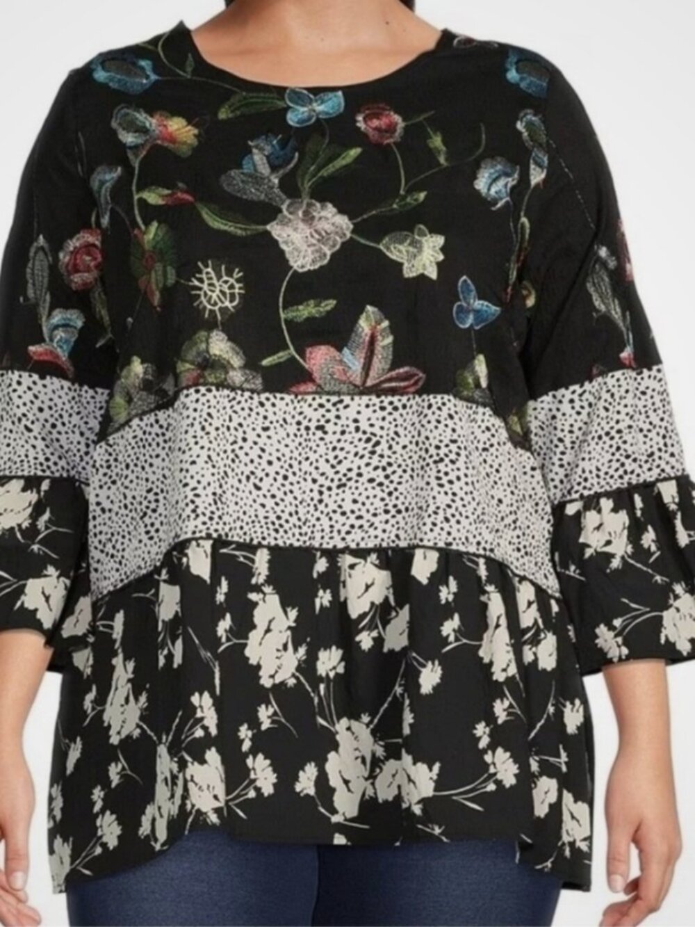 Calessa Embroidered Tunic with Shimmery Embroidery 3X